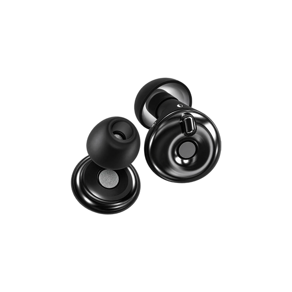 Bouchons d'oreilles QUIET Adapte noirs avec molette de réglage ajustable et embouts en silicone souple