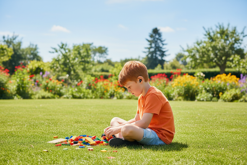Quiet Kids garçon jardin lego bouchon discret