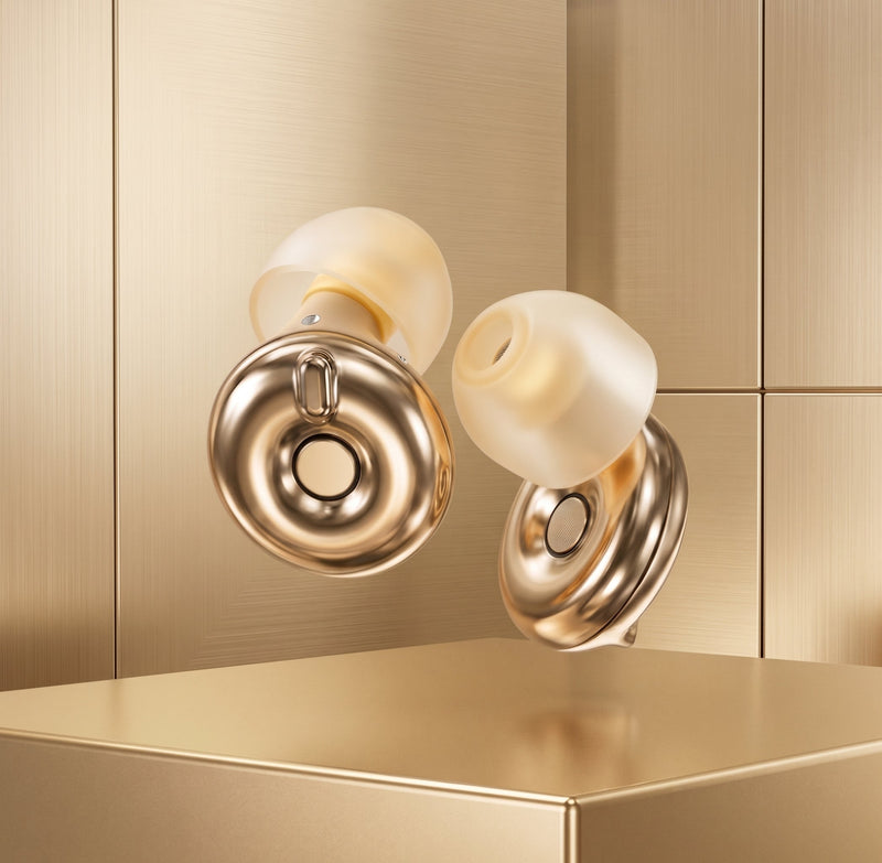 Bouchons d'oreilles QUIET Adapte dorés avec embouts en silicone, design ajustable pour une réduction du bruit optimale