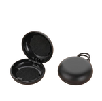 Étui de rangement rond noir QUIET pour bouchons d'oreilles en plastique durable avec design empilable