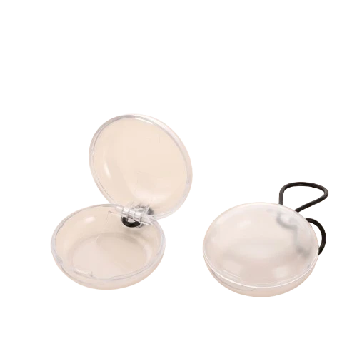 Étui de rangement rond et transparent QUIET pour protéger des bouchons d'oreilles, design empilable en plastique